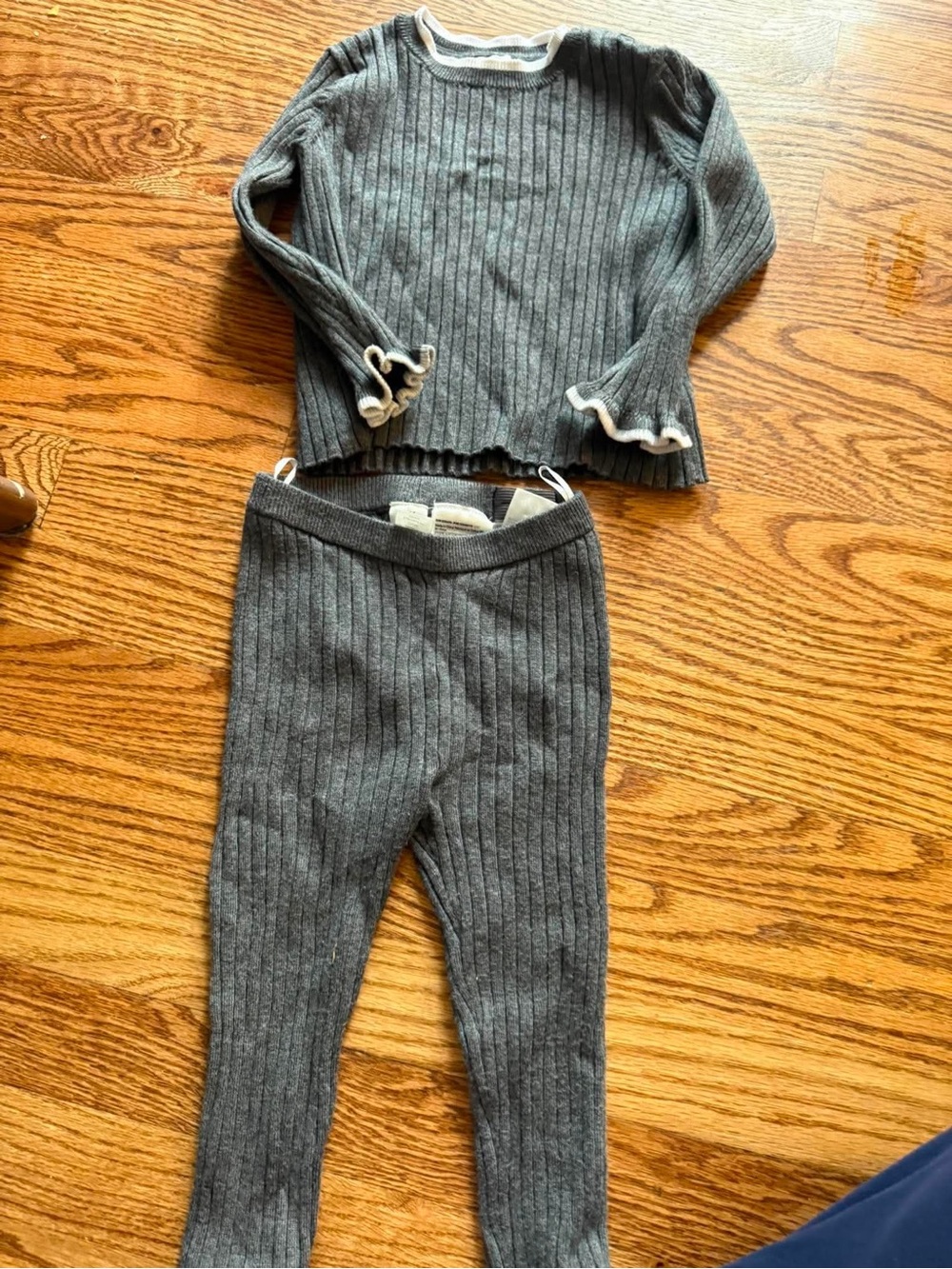 H&M Gray Ribbed Knit Kids Matching Set